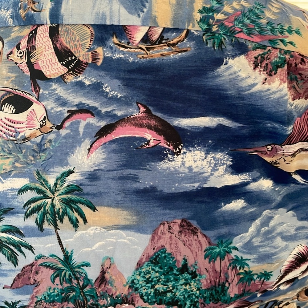 RJC sea life , palm trees, boats & fish blue medium Hawaiian - Picture 4 of 7